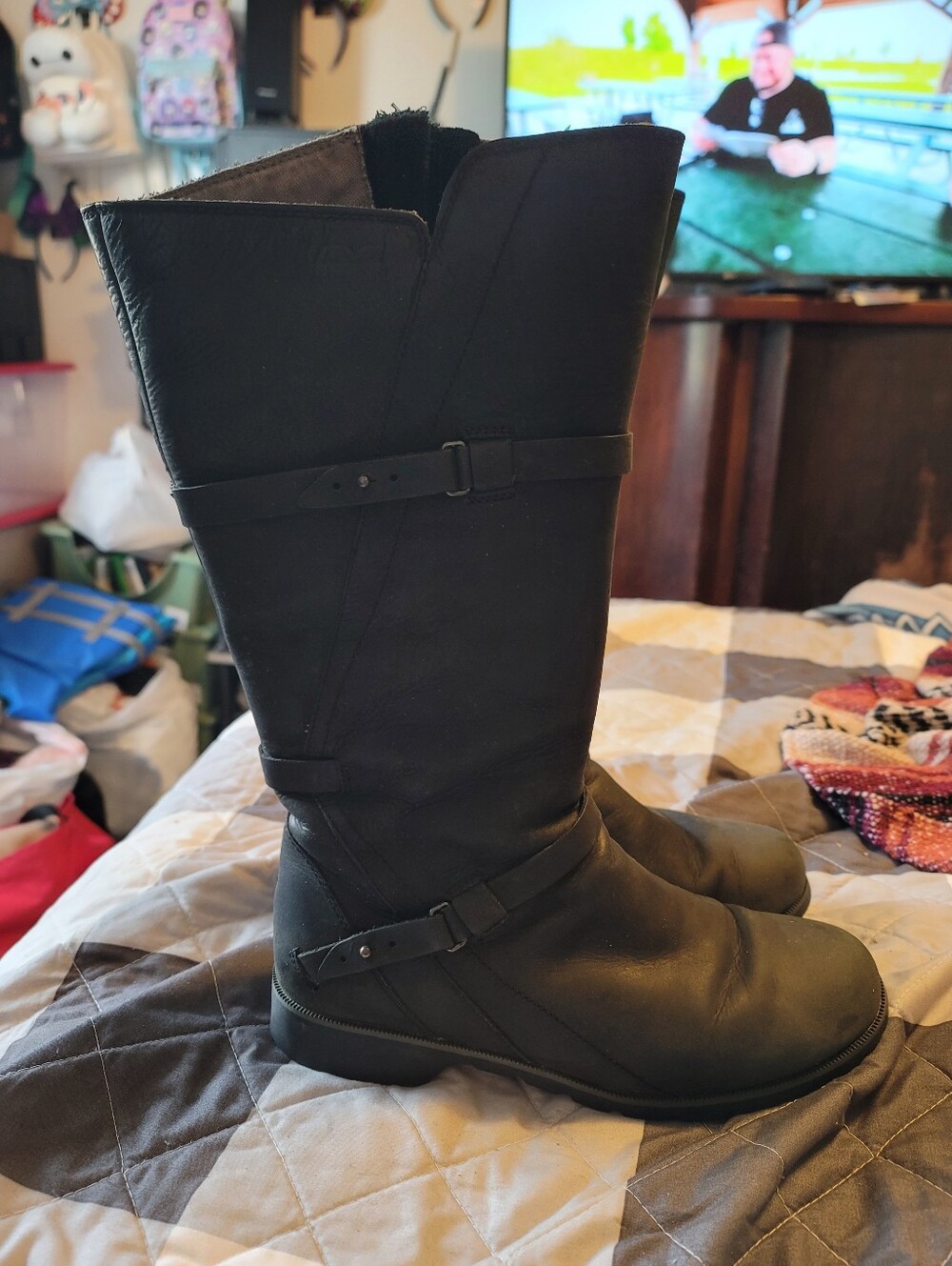 Teva De La Vina Women’s Black Leather Riding Boots Size 10